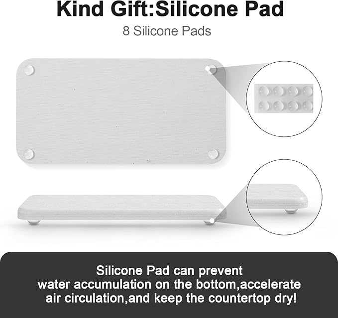 Water Absorbing Stone Tray for Sink | Quick Drying Diatomaceous Earth Coasters | Soap Dish Holder & Toothbrush Holder for Bathroom Counter | Hand Soap & Plant & Toiletries | Light Grey 2-Pack