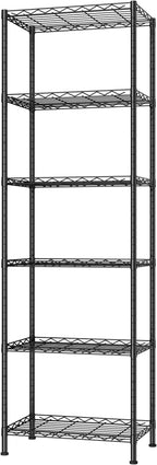 HOMEFORT 6-Shelving Unit, Adjustable Wire Shelving, Metal Wire Shelf Rack Organizer for Kitchen, Pantry, Closet, Bathroom, Laundry, Black,21" W x 11" D x 69" H