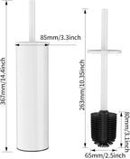 Toilet Brush and Holder Set, 2 Pack Stainless Steel Toilet Bowl Brush with Lid, Rust Proof Toilet Cleaner Brush with Caddy, Durable Bristles, Splash Proof, Ideal for Bathroom（White）