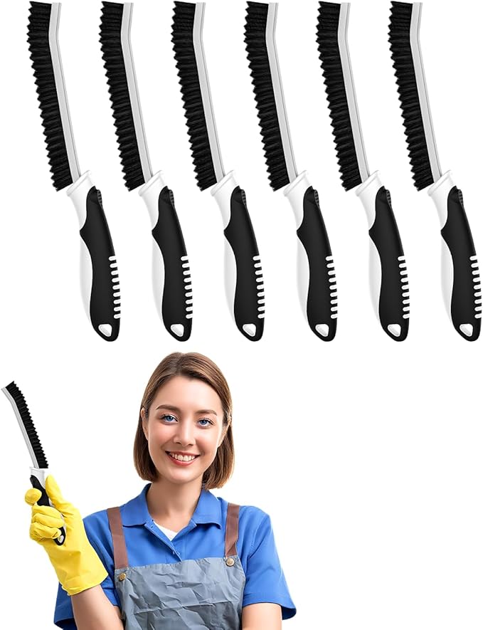 Crevice Cleaning Brushes, Serrated Scrub Brush Tool for Hard to Reach Tight Space, Cleaner Brushes, Cleaning Supplies, Home Essentials for Shower, Bathroom, Kitchen, Window, Toilet, Sink