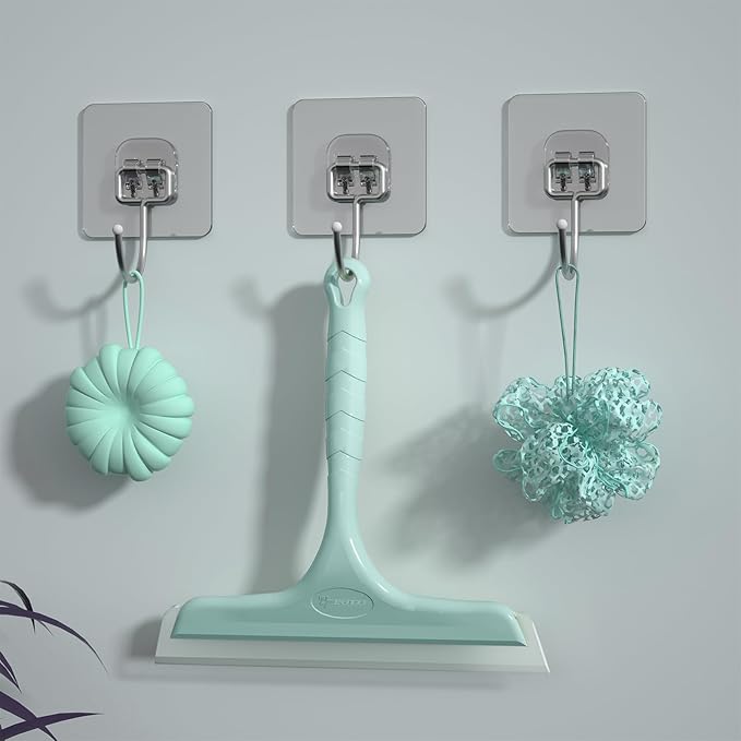 Shower Squeegee for Glass Doors, Bathroom Squeegee for Shower, Mini Window Squeegee, Home Bathroom Silicone Cleaner Tool, Suitable for Bathroom, Kitchen, Tile, Mirror, Car Glass, 8in Lake Blue