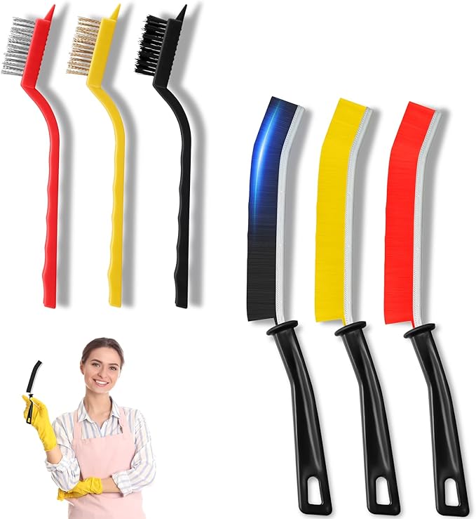 6 Pcs Crevice Cleaning Brush Set, Household Hard Bristle Crevice Cleaning Brush, Crevice Cleaning Tool for Sink,Faucets，Grout,Bathroom,Corner, Baseboard,Gas Stove and Tiles KOSPRIE