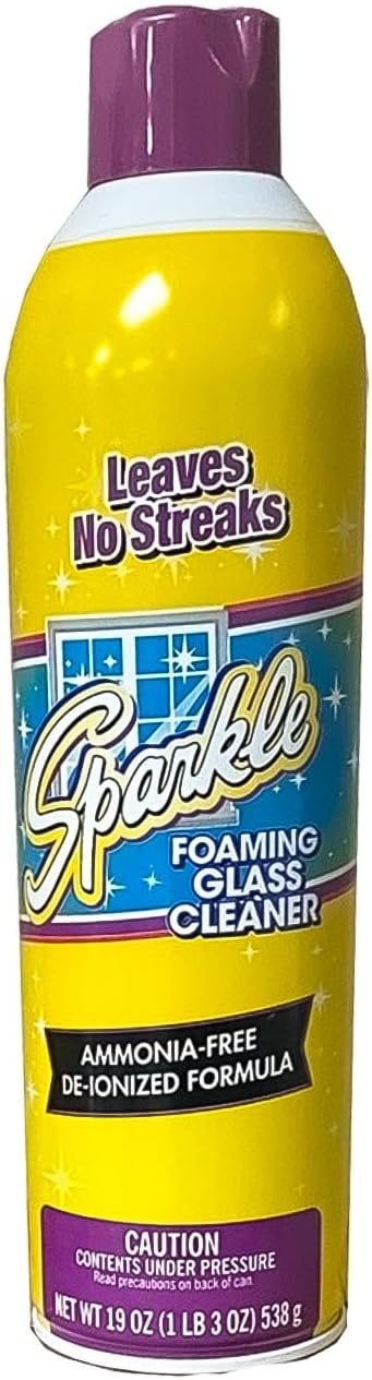 Sparkle Glass Cleaner Aerosol Spray Bottle, Ammonia-Free De-Ionized Formula, Leaves No Streaks, 20-Ounce Bottle (Pack of 2)