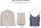 Amber Home 30 Pack White Wooden Coat Hangers with Gold Hook, White Wood Suit Hangers with Non-Slip Pant Bar, Clothes Hangers for Closet Organization, Shirts, Jackets, Dresses and Pants (White+Gold,30)