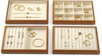 Oirlv Solid Wood 6 Grid Jewelry Organizer Tray Jewelry Drawer Organizer(Creamy-white)