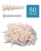 50pcs Plastic Self-Drilling Drywall Anchors, #8 Wall Anchors and Screws Kit, 25Pcs Self-Tapping Anchors & 25Pcs #8 x 1-1/4'' Pan Head Screws, Holds 50LBs, for Hanging and Mounting | by IMSCREWS