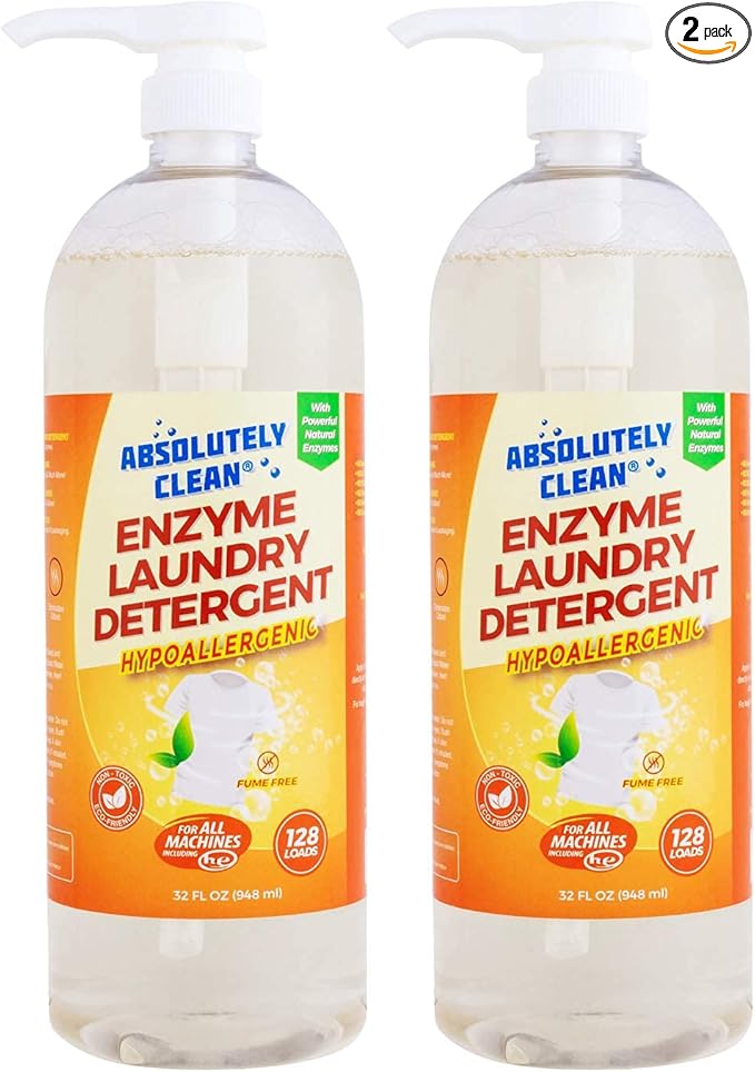Amazing Natural Based Laundry Detergent Liquid (256 Loads) - Powerful Natural Enzymes - USA Made (32oz Bottle)
