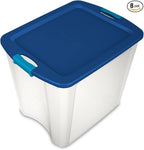 Sterilite 8-Pack Latch and Carry, Clear Plastic Storage Bins with Latching Lids and Full-Grip Handles, 27 Gallon