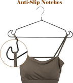 Clothes Hangers, 20Pack,Black Metal Hangers,15.7'W Space-Saving Shirt Hanger,Non-Slip Heavy Duty Hanger with Deep Shoulder Notches for Dress and Camisole