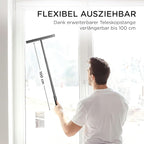 Professional Shower Squeegee for Glass Doors,12 Inch Squeegee for Shower Glass with Extension Pole,Telescoping Window Squeegee for Glass Door, Tile Wall, Car,Floor