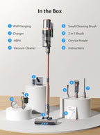 Cordless Vacuum Cleaner Handheld Vacuums 500W/45Kpa Lightweight Stick Vacuums Powerful Suction with 60min Runtime for Home Pet Hair Car