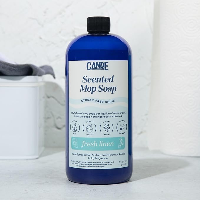 CANDE Mop Soap - Highly Scented Mop Soap, Luxury Floor Cleaner, Premium Fragranced Floor, Streak-Free Shine, 32 oz (Fresh Linen)