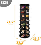 SpaceAid 8 Tier Rotating Shoe Rack Tower, Spinning Shoe Display Lazy Susan, Revolving 360 Shoe Rack Storage Round Carousel, Vertical Handbag Rotate Shoes Closet Organization (8-Tier Black)