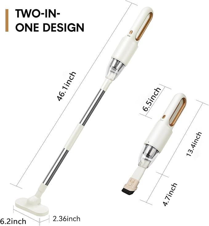 2-in-1 Mini Cordless Vacuum Cleaner, Handheld Vacuum Cleaner, USB Rechargeable Car Vacuum Portable, Quickly Dust Removal, for Hardwood Floor, Carpets, Pet Hair, Car, Office & Home Cleaning