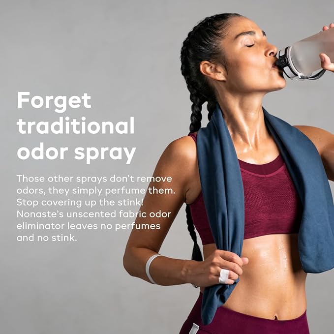 Nonaste Odor Eliminating Spray for Shoes, Gym Bags, Sports Gear & Yoga (16 Oz, Pack of 1) | Long-Lasting Fabric Refresher with Enzymes | Shoe Deodorizer & Gym Bag Deodorizer, Fabric-Safe