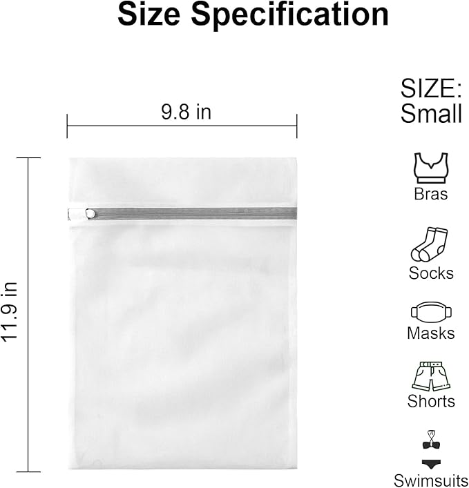 3 Pack Small Mesh Laundry Bags by MDSXO- Small Durable Lingerie Delicates Bag for Washing Machine for Socks, Bra, Mask,Baby Clothes 10 * 12 inch [3 Pack]