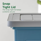 IRIS USA File Box Plastic File Organizer for Letter/Legal File, Document Box, Durable Storage Bin Tote with Secure Latching Lid, Stackable, BPA-Free, Eco Friendly, Sustainable, Navy/Gray 35 Qt. 4 Pack