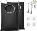KEEPJOY XL 2-Pack Door Hanging Laundry Hamper, Size 36.5X22.5 Inch Door Hamper Bag with Large Opening and Sturdy Hooks for All Family Laundry Storage bag (Black-2Pack)