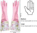 KINGFINGER 2 Pairs Latex-Free Reusable Dishwashing Gloves,PVC Waterproof Long Cuff and Flock Lining Household Cleaning Gloves,for Kitchen & Bathroom Cleaning, Large