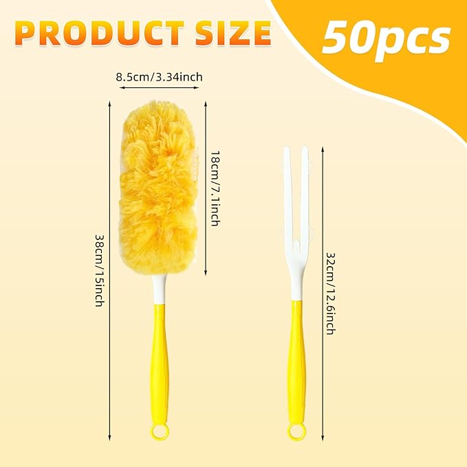 50 Pack 360° Dusters Refills for Swi-ffer Dusters with 4X Microfibers, Heavy Duty Efficient Duster Kit Disposable Refills with 1 Handle for Cleaning Furniture, Blinds, Ceiling Fans, Pet Hair