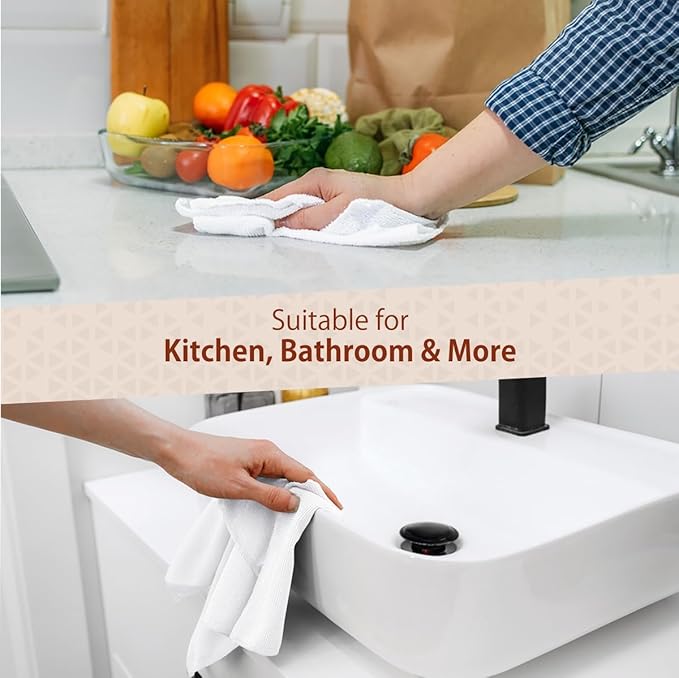 H4N Microfiber Cleaning Cloth Roll, 85 Pack Tear Away Towels, Lint Free, Absorbent, Streak Free, Non-Abrasive, Reusable and Washable Dish Rags for Car and Household Supplies, 11.81x11.81 Inches, White