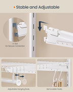 SONGMICS HOME Closet System, Closet Insert Organizer, 4-6 ft, Adjustable Metal Shelving Unit with 6 Hanging Rods, 6 Shelves, and Hooks, for Pantry Mudroom Garage Basement, Cloud White URGR032W01