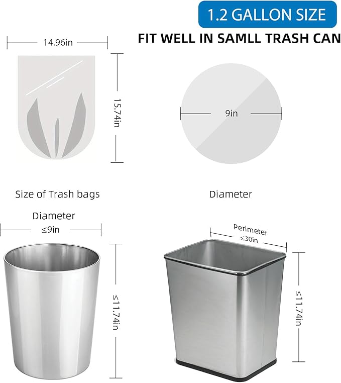 1.2 Gallon Small Biodegradable Trash-Bag Mini-Garbage-Bags - White Compostable 200 Count Unscented Little Kitchen 5l Can For Wastebasket Liners Thick Stron Car Acqkunlo