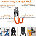 3-H Heavy Duty Garage Hooks 10 Pack, Garage Wall Hooks with Extra Welding Spots,Wall Mount Storage Organizer for Hanging Garden Lawn Tools, Chair, Shovel, Blower (Orange)