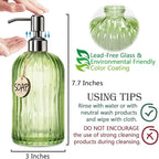 JASAI 18 Oz Vertical Striped Green Soap Dispenser with 304 Rust Proof Stainless Steel Pump, Refillable Lotion Soap Dispenser for Bathroom, Kitchen, Hand Soap, Dish Soap (Clear Green)