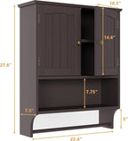 Bathroom Cabinet, Bathroom Wall Cabinet with 2 Doors and Adjustable Shelf, Wooden Medicine Cabinets Wall Mount, Over The Toilet Storage