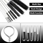 Bytron 15pcs Long Pipe Cleaner Set, Extra Long Flexible Tube Cleaning Brush Fridge Cleaning Tool Stainless Steel Straw Nylon Cleaning Brush in Different Size White