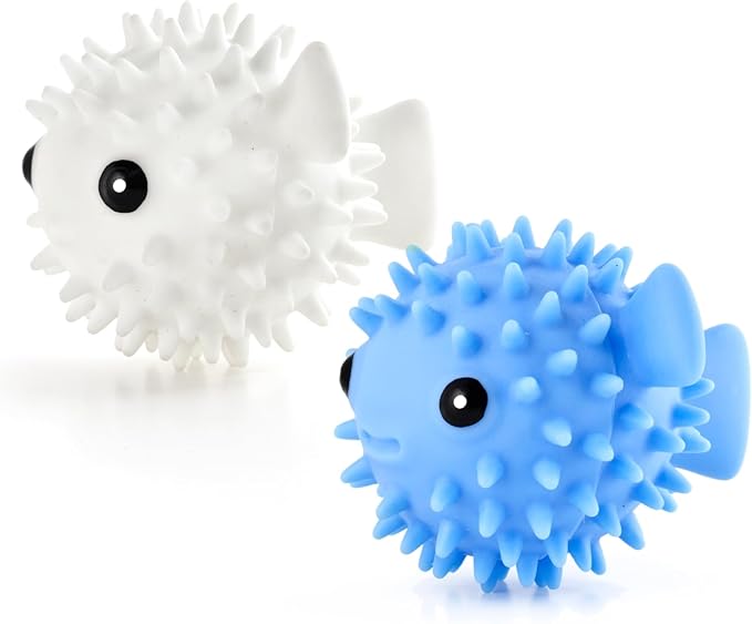 Kikkerland Set of Two Reusable Dryer Buddies for Laundry – Fabric Softener Dryer Balls – Control Static, Remove Wrinkles, Dry Clothes Faster, Puffer Fish
