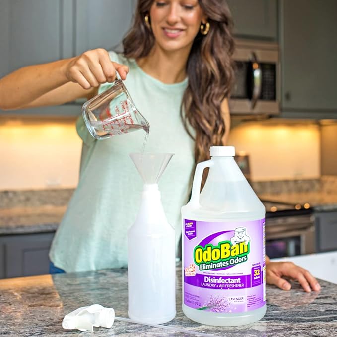 OdoBan Disinfectant Concentrate and Odor Eliminator, Made in the USA, Lavender Scent, 4 Gallons