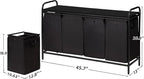4 Section Laundry Hamper with Shelf, Laundry Basket Organizer with 4 Pull-Out Removable Bags 4×11.5Gal(43.4L), Laundry Sorter for Clothes Organization in Bedroom, Laundry Room, Black