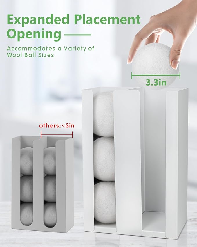 Magnetic Dryer Ball Holder - Iron Wool Dryer Balls Dispenser - laundry reusable magnetic organizer, Laundry Dryer Sheet Holder, Magnetic Laundry Balls for Dryer Basket Holder, White (No Balls)