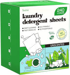 Soulink Laundry Detergent Sheets Unscented 240 Loads，Eco Friendly Detergent Sheets for Travel & Home - No Plastic Jug Liquidless Soap Strips, Plant-based, Hypoallergenic. Safe for Sensitive Skin