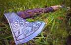 | custom handmade Viking medieval Axe with Viking gift,Hand Axe,Viking Gifts for Men,Camping Tomahawk,Bearded,Valhalla Axe with Leather Sheath (Battle axe) (Handmade)