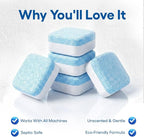 Washing Machine Cleaner Descaler Tablets 24 Pack – Deep Cleaning for HE Front Load and Top Load Washers – Septic Safe Eco Friendly Deodorizer for Drum and Tub Seal