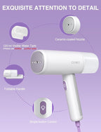 CLEVAST Travel Steamer for Clothes - Portable Handheld Garment Steamer for Clothing, Small Foldable Travel Size Fabric Wrinkle Remover, 30-Second Fast Heat Up, 1000W Powerful Steam Output, 120V Only