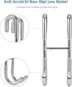 Simtive 12-Inch Shower Squeegee Set, Includes Shower Door Hook and Adhesive Hook, Squeegee for Shower Doors, Mirror and Window, Silver