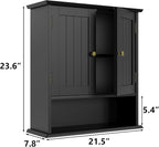 Bathroom Wall Cabinet, Bathroom Cabinet Wall Mount with 2 Doors and Open Shelf, Over The Toilet Wall Storage, Wooden Medicine Cabinets