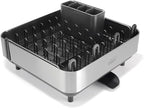 Joseph Joseph Extend Steel Plus Extendable Dish Rack Steel, Small to Large Dish Drainer with Wine Glass Holder & Drain Spout, Black
