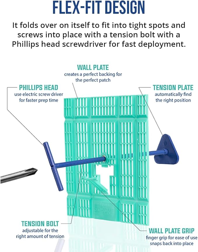 Wall Patch Repair Plate by SD Home, 1-Pack Drywall Backing Plates, 2-5” Hole Repair Patch, Easy & Quick DIY Patching