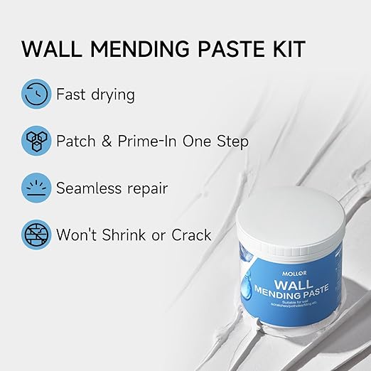 Drywall Repair Kit - Wall Patch & Spackle Paste with Scraper - Quick & Easy Wall Mending Solution - White Repair Putty (32oz/1KG)