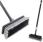 Floor Scrubbing Brush Stiff Bristles with 49.6 inches Telescopic Long Handle, Yard Brush Concrete Broom for Cleaning Garden, Patio Bathroom, Kitchen, Garage, Deck, Tile, Marble, Stone, Wood Floors