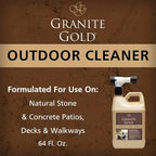 Granite Gold Outdoor Stone & Concrete Cleaner, Deep Cleans Patios, Decks, Driveways, & Walkways, Safe for Plants, Pets, & Home Exteriors, Garden Hose Attachment Included for Easy Cleaning, 64 Fl Oz