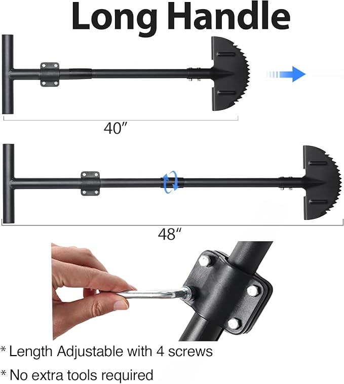 Edger Lawn Tool, Manual Garden Edger Long Handle 40-48 inch, Steel Hand Saw-Tooth Border Sidewalk Landscape Yard Grass Weed Half Moon Edger Shovel for Lawns