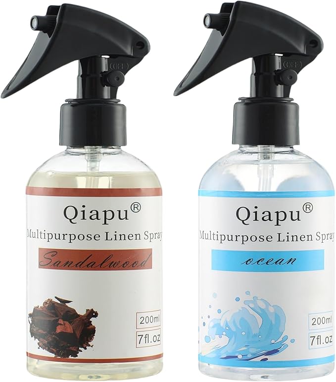 2-Pack Linen Spray Set – Ocean & Sandalwood Room & Fabric Spray for Pillows, Sheets, and Home Fragrance with Natural Plant Extracts and Essential Oils