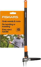 Fiskars 3-Claw Stand Up Weed Puller Tool, Gardening Weeder, Hand Weeding Tool with 39" Long Ergonomic Handle with Easy-Eject Mechanism