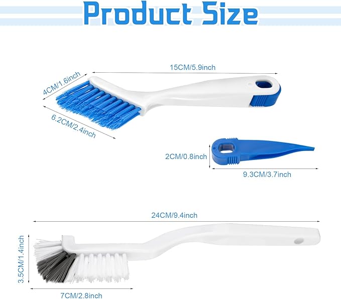 Small Crevice Cleaning Brush Set for Household Use, 4-Piece Multifunctional Small Scrub Brushes Hard Bristle Gap Cleaning Brushes with Handle for Kitchen Sinks Window Tracks Bathroom Corners(4)